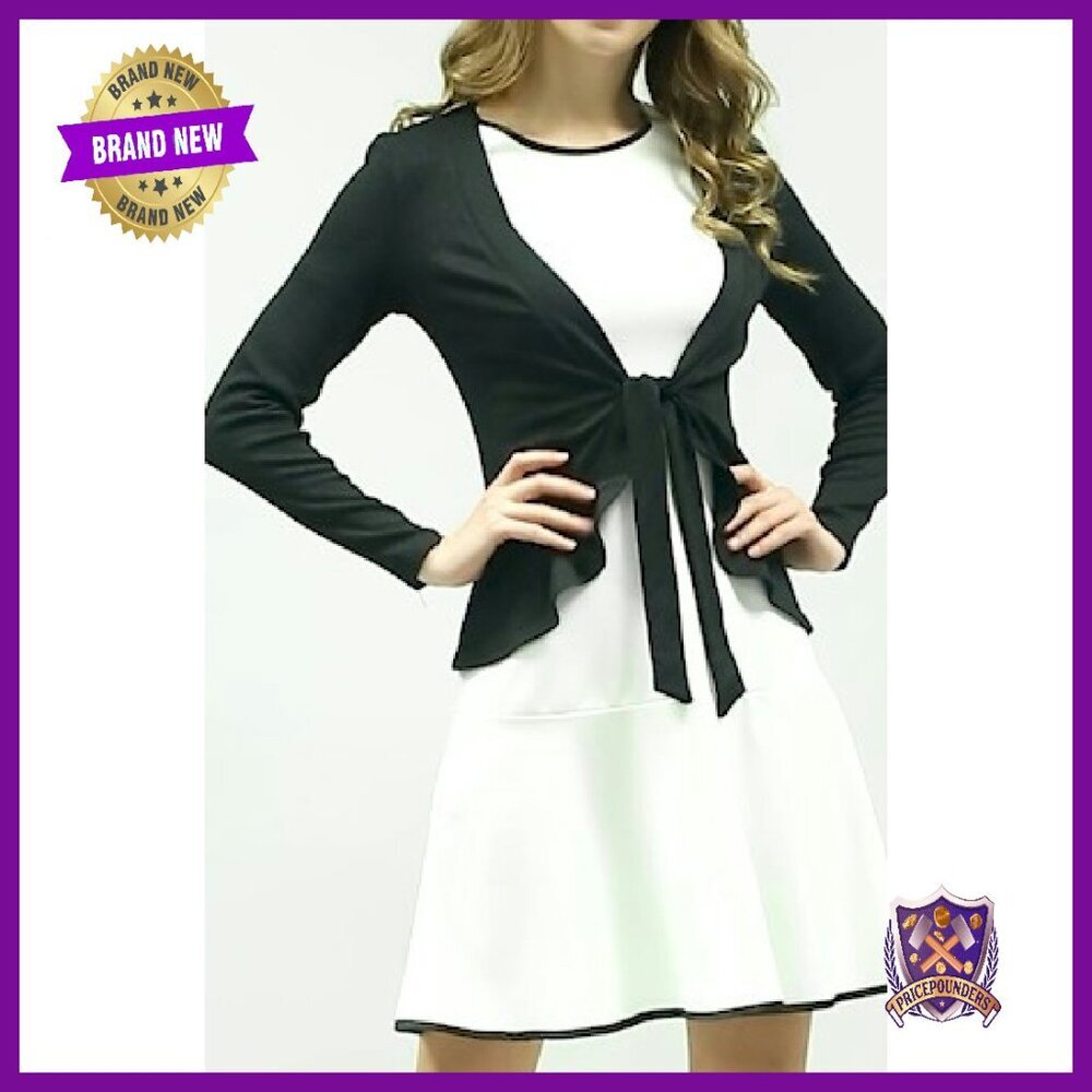 Tie Front Draped Ruffle Knit Cardigan Sweater Dressy Casual - Picture 8 of 8